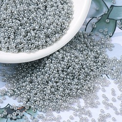 MIYUKI Round Rocailles Beads, Japanese Seed Beads, 11/0, (RR526) Silver Gray Ceylon, 2x1.3mm, Hole: 0.8mm, about 1111pcs/10g(X-SEED-G007-RR0526)