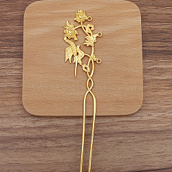 Flower and Bird Alloy Hair Sticks, Long-Lasting Plated, Hair Accessories for Woman, Golden, 164x33mm(PW-WG87806-02)