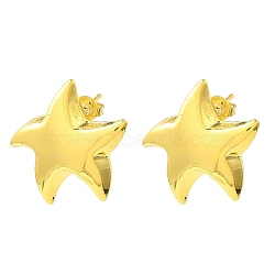 Star Brass Stud Earrings, Long-Lasting Plated, Lead Free & Cadmium Free, Real 18K Gold Plated, 21x23mm, Pin: 12x0.8mm(EJEW-L270-25G)
