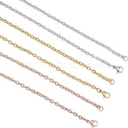 PVD Vacuum Plating Classic Plain 304 Stainless Steel Mens Womens Cable Chain for Necklace, with Lobster Claw Clasps, Golden & Stainless Steel Color & Rose Gold, 23.6 inch(60cm), 6pcs/box(STAS-UN0005-34)