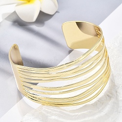 Hollow Brass Cuff Open Bangles, Long-Lasting Plated, Golden, Inner Diameter: 2-1/2x2-1/4 inch(6.4x5.6cm), 37.5mm(BJEW-M060-04G)