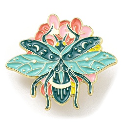 Enamel Pins, Golden Alloy Brooch, Bees, 30x34x1.5mm(JEWB-Q031-01G-02)