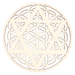 Laser Cut Wooden Cup Mat, Home Decor Meditation Symbol, Yoga Artwork, Chakra Theme, Flat Round with Hexagram, BurlyWood, 30x0.4cm(WOOD-WH0015-25)