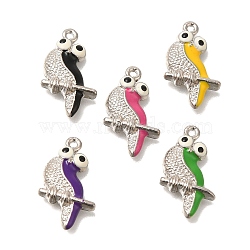 Alloy Enamel Pendants, Platinum, Bird Charm, Mixed Color, 20x13x3mm, Hole: 1.4mm(FIND-C065-03P)