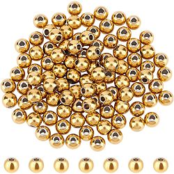 304 Stainless Steel Spacer Beads, Round, Golden, 4x3.5mm, Hole: 1.2mm, 100pcs/box(STAS-NB0001-50)