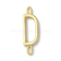 Rack Plating Brass Connector Charms, for Personalized Name Necklace Making, Cadmium Free & Lead Free, Long-Lasting Plated, Real 18K Gold Plated, Letter D, 22.5x7x1.5mm, Hole: 3x0.8mm(KK-P245-07G-D)