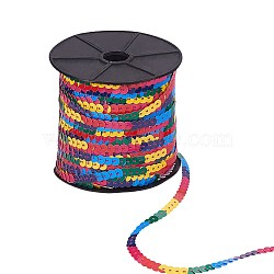 PET Plastic Paillette Beads, Sequins Roll, with Spool, Ornament Accessories, Flat Round, Colorful, 6mm, about 100yards/roll(PVC-PH0001-16)