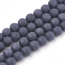 Synthetic Blue Goldstone Beads Strands, Frosted, Round, 6mm, Hole: 1mm, about 63pcs/strand, 15.5 inch(G-T106-007A)