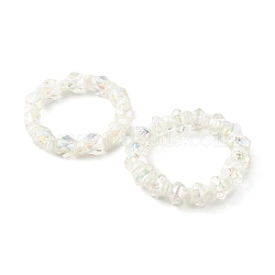 Faceted Transparent Acrylic Beaded Stretch Bracelets Sets for Kids, with Round Lampwork Beads, Clear AB, Inner Diameter: 2 inch(5.2cm), 1-3/4 inch(4.5cm) 2pcs/set(BJEW-JB06220)