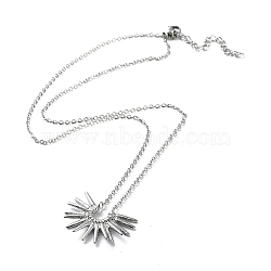 304 Stainless Steel Pendant Necklaces for Women, Sun, Stainless Steel Color, 17.72 inch(45cm)(NJEW-D064-01P)