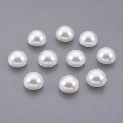 ABS Plastic Imitation Pearl Cabochons, Half Round, White, 11x5.5mm(SACR-S738-11mm-Z9)