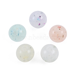 Marbled Stone Style Opaque Acrylic Beads, Round, Mixed Color, 9~10mm, Hole: 2mm(OACR-G009-01A)