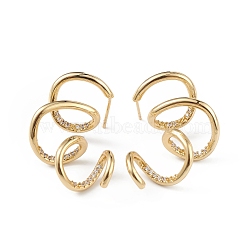 Clear Cubic Zirconia Cuff Claw Stud Earrings, Brass Symmetrical Earrings for Women, Long-Lasting Plated, Lead Free & Cadmium Free, Real 18K Gold Plated, 35x18mm, Pin: 1mm(EJEW-L234-076G)
