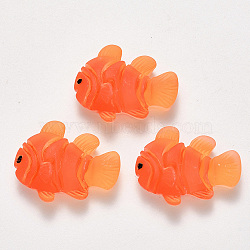 Translucent Frosted Resin Cabochons, Fish, Orange Red, 24x20x7mm(X-CRES-N022-11)