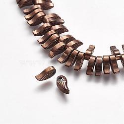 Non-magnetic Synthetic Hematite Beads Strands, Vacuum Plating, Grade A, Wing, Copper Plated, 8x4x2.5mm, Hole: 1mm, about 183~186pcs/strand, 16.1 inch(G-P218-12-05)