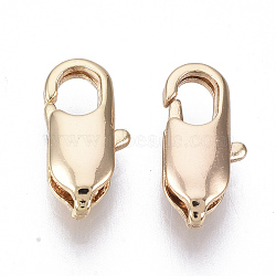 Brass Lobster Claw Clasps, Nickel Free, Real 18K Gold Plated, 12x6x3.5mm, Hole: 1mm(KK-N231-70B-G-NF)