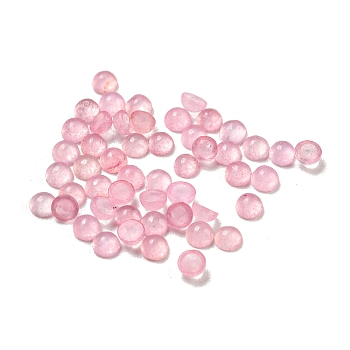 Natural White Jade Dyed Cabochons, Half Round, Pink, 2x1mm