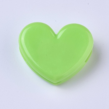 Plastic Clips, Heart, Green, 27x32x13mm