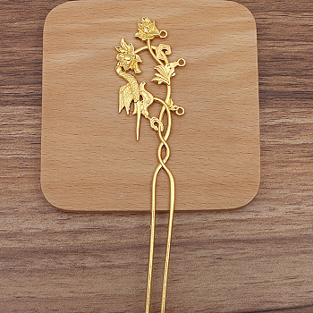 Flower and Bird Alloy Hair Sticks, Long-Lasting Plated, Hair Accessories for Woman, Golden, 164x33mm