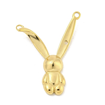 304 Stainless Steel Pendants, Rabbit Charm, Real 14K Gold Plated, 31.5x26.5x4mm, Hole: 1.8mm