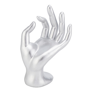 Resin Mannequin Hand Jewelry Display Holder Stands, OK Shaped Hand Ring Jewelry Organizer Rack for Ring, Bracelet, Watch, Gray, 7x9x16cm