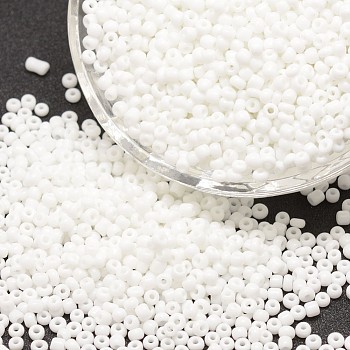 12/0 Glass Seed Beads, Grade A, Round, Opaque Colours, White, 1.8~2.0mm, Hole: 0.8mm, about 28000pcs/pound