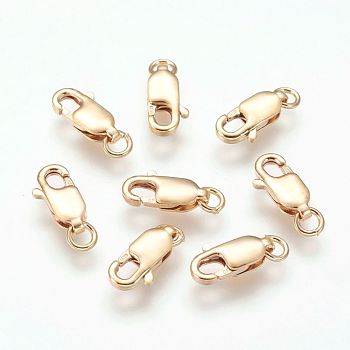 Yellow Gold Filled Lobster Claw Clasps, 1/20 14K Gold Filled, Cadmium Free & Nickel Free & Lead Free, 10x4x2mm, Hole: 2mm