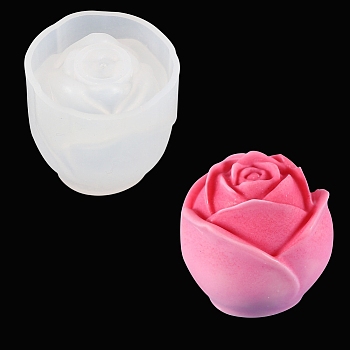 Scented Candle Molds, Rose Flower Silicone Molds, for Valentine's Day, White, 4.2x4.2cm