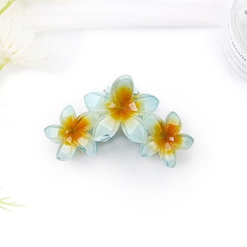 Flower Plastic Claw Hair Clips, Hair Accessories for Women & Girls, Aquamarine, 107.5x65x61mm