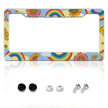 Aluminum Alloy Decoration Frame, for Licence Plate, with Screw & Nut, Rectangle, Rainbow, 160x310x5mm