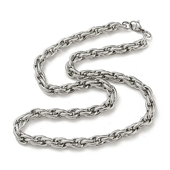 201 Stainless Steel Rope Chain Necklace, Stainless Steel Color, 21.85 inch(55.5cm)