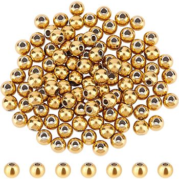 304 Stainless Steel Spacer Beads, Round, Golden, 4x3.5mm, Hole: 1.2mm, 100pcs/box