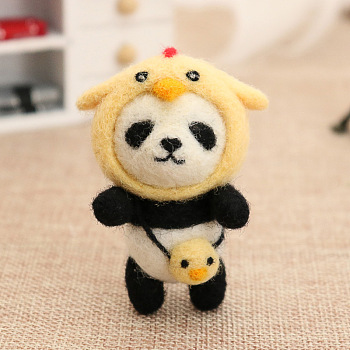 Panda Wool Felt Needle Felting Kit with Instructions, Felting Needles Felting Kits for Beginners Arts, Yellow, 116x85mm