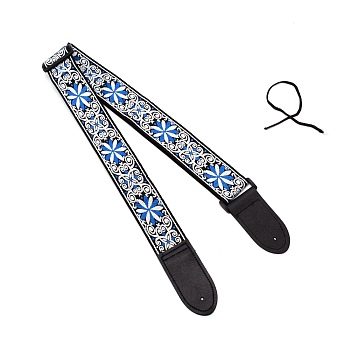 Polyester & Nylon Strap, with Cotton Rope, for Guitar, Ukulele Handle, Dodger Blue, 832~1400x49x2mm, Hole: 3.5mm