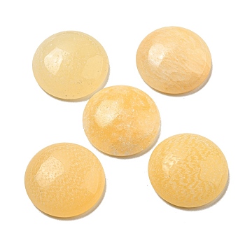 Natural Yellow Jade Cabochons, Flat Round, 20~21.5x6~8mm