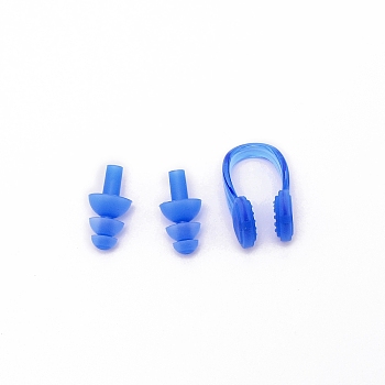 Silicone Nose Clip & Earplug Set, for Swimming Protective Gear, Royal Blue, 36x22x16mm, 3pcs/set