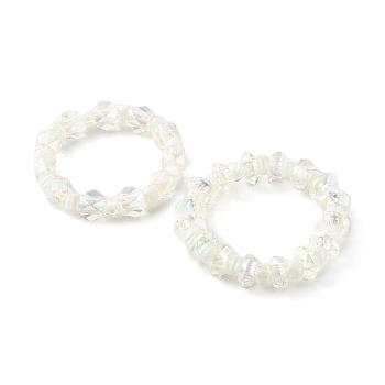 Faceted Transparent Acrylic Beaded Stretch Bracelets Sets for Kids, with Round Lampwork Beads, Clear AB, Inner Diameter: 2 inch(5.2cm), 1-3/4 inch(4.5cm) 2pcs/set