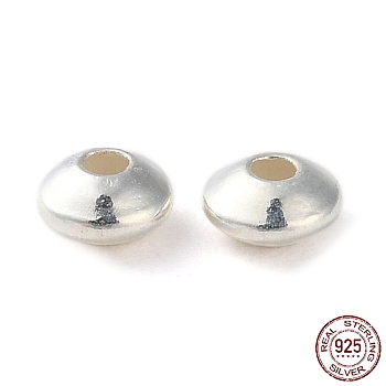 925 Sterling Silver Beads, Flat Round, Silver, 3.5x2mm, Hole: 1mm