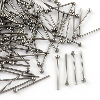 Brass Ball Head pins, Cadmium Free & Lead Free, Gunmetal, 26x0.7mm, 21 Gauge, Head: 2mm, about 10000pcs/bag