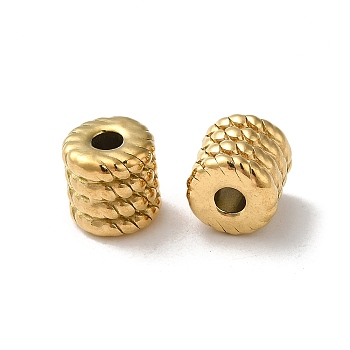 304 Stainless Steel Beads, Column, Real 18K Gold Plated, 7.5x7.5mm, Hole: 2.2mm