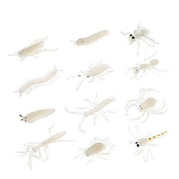 Luminous Plastic Insect Toy, Glow in The Dark, Prank Toy, WhiteSmoke, 60~100mm, 12pcs/bag