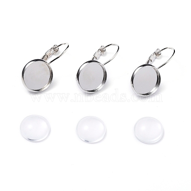 Clear Half Round Brass+Glass Earrings