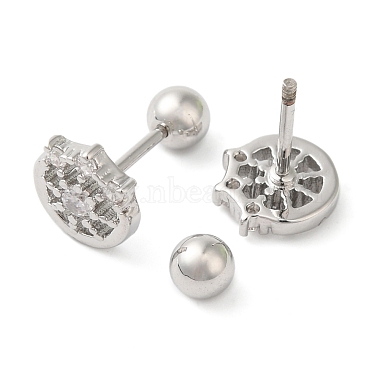 Flat Round Brass Micro Pave Clear Cubic Zirconia Ear Plug Gauges(EJEW-L289-02P-03)-2