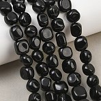 Natural Obsidian Beads Strands, Nuggets, Tumbled Stone, 9~11x8~10x6~10mm, Hole: 0.8mm, about 18~19pcs/strand, 6.89~7.28''(17.5~18.5cm)(GG-CBA787B-A32)