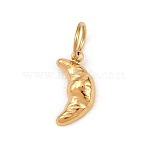 304 Stainless Steel Croissant Charm, with Jump Ring, Golden, 12x6x2.5mm, Hole: 4.3mm(STAS-I365-02G)