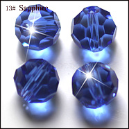 Imitation Austrian Crystal Beads, Grade AAA, Faceted(32 Facets), Round, Blue, 8mm, Hole: 0.9~1.4mm(SWAR-F021-8mm-206)