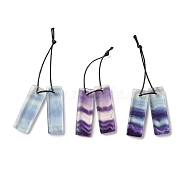 2Pcs Natural Fluorite Pendants, Gems Charms, Rectangle, 28.5x9.5x3mm, Hole: 1mm(G-Z064-01C)