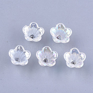 Transparent Acrylic Bead Caps, Trumpet Flower Beads, AB Color, 5-Petal, Flower, Clear, 10x14x13.5mm, Hole: 1.6mm(X-TACR-T007-04A)