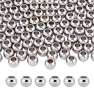 304 Stainless Steel European Beads, Large Hole Beads, Rondelle, Stainless Steel Color, 8x6mm, Hole: 4mm, 100pcs/box(STAS-DC0001-84)