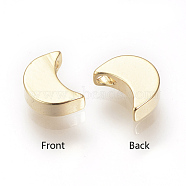 Brass Charms, Nickel Free, Real 18K Gold Plated, Moon, 9.5x7x3mm, Hole: 1mm(X-KK-R058-078G)